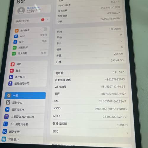 Ipad pro 10.5吋  256G 4G 插卡
