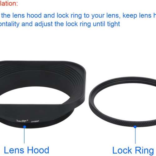 Haoge LH-B55T Lens Hood 方形遮光罩 - Leitz Wetzlar / Leica Summicron-R 35mm F/2