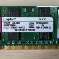 1條 Kingston KVR800D2S6/2G PC2-6400 2GB DDR2 800MHz SODIMM 99U5295-023.A00LF RAM