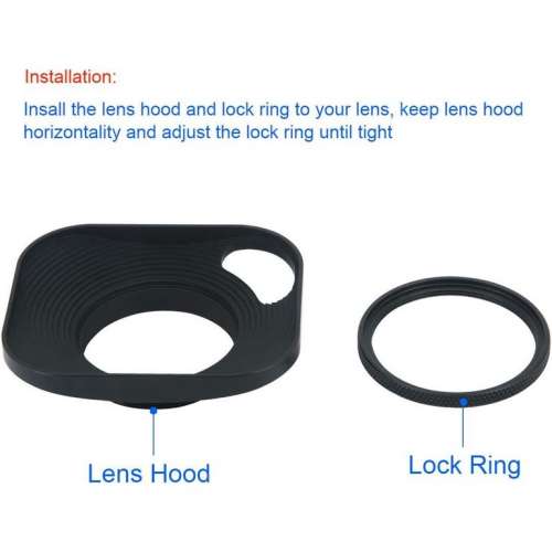 Haoge LH-B39P 39mm Square Metal Screw-in Mount Lens Hood 方形遮光罩