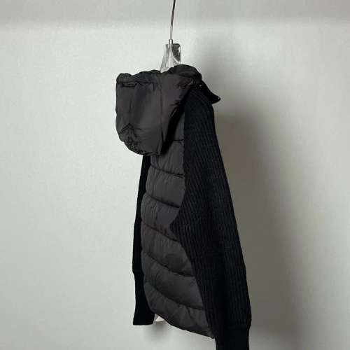 意大利高奢BC羊絨混紡針織拼接袖白鵝絨輕薄連帽拉鏈羽絨服