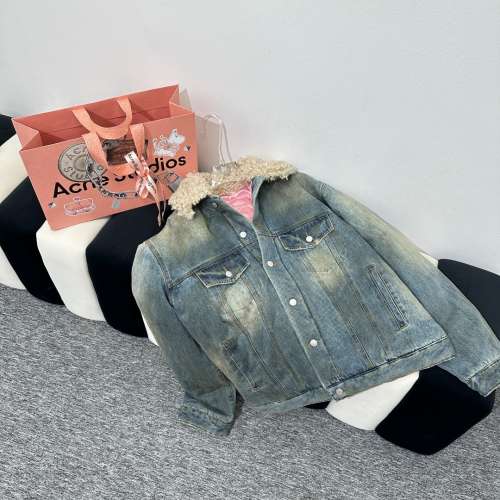 AC毛絨翻領夾棉加厚牛仔