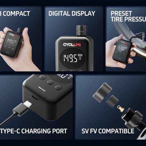 CYCLAMI Mini Bicycle Air Pump HW-139 150 PSI , Portable Electric Air Pump