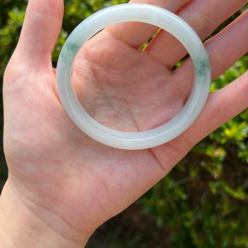 翡翠手鐲| 天然緬甸翡翠A貨 三彩果凍感貴妃手鐲56.7圈（附證書）