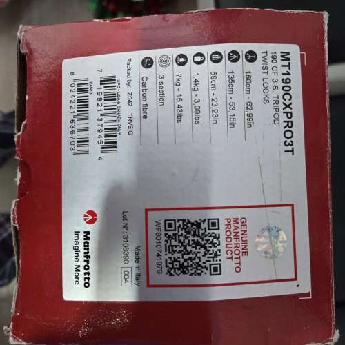 Manfrotto MT190CXPRO3T 碳纖腳架