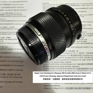 Repair Cost Checking For Olympus OM G.Zuiko [MC] Auto-S 55mm F/1.2 抹鏡清潔維...