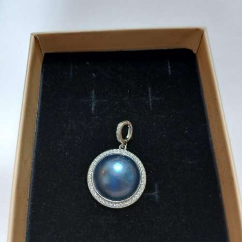 94. 馬貝珍珠萬能扣吊墜 15.6mm 銀鑲