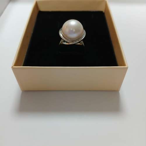 93. 13.9mm 淡水珍珠戒指 銀鑲