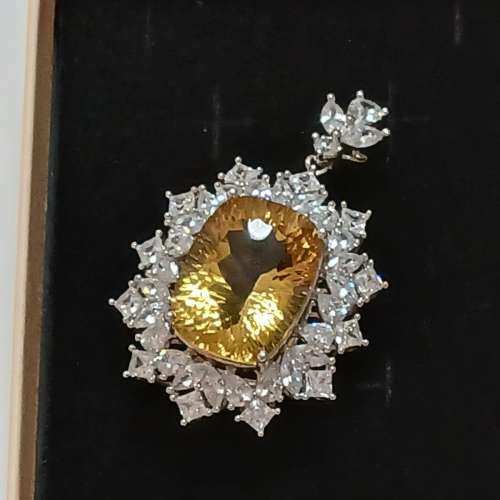 黃水晶吊咀銀鑲 21卡