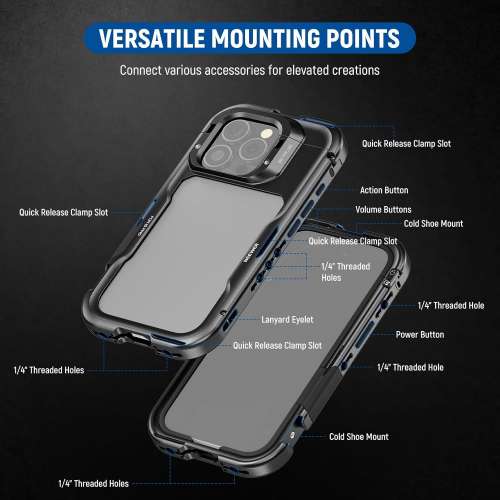 NEEWER 16 Pro Cage, Quick Release Video Rig Phone Stabilizer For iPhone 16 Pro