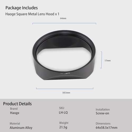 LH-LQ343B Metal Lens Hood For Leica Q3-43 金屬遮光罩