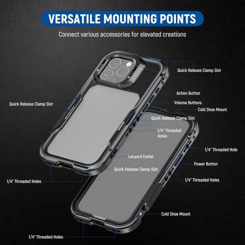 NEEWER 16 Pro Max Cage, Video Rig Phone Stabilizer For iPhone 16 Pro Max