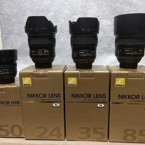 Nikon AF-S Nikkor 24mm 35mm 50mm 85mm f/1.4G ED