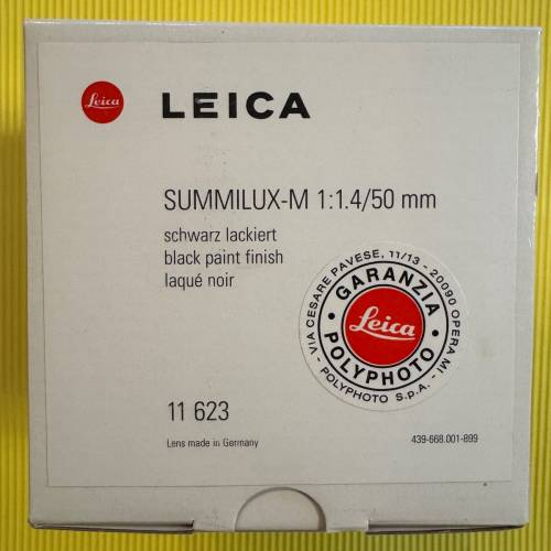 Leica Summilux 50mm f1.4 Black Paint E46 #11623 New Old Stock