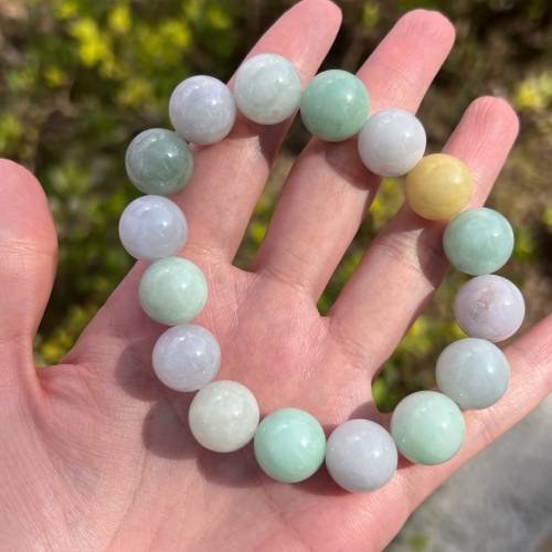 翡翠手串 A玉 糖果系 多色 珠子 13.8mm