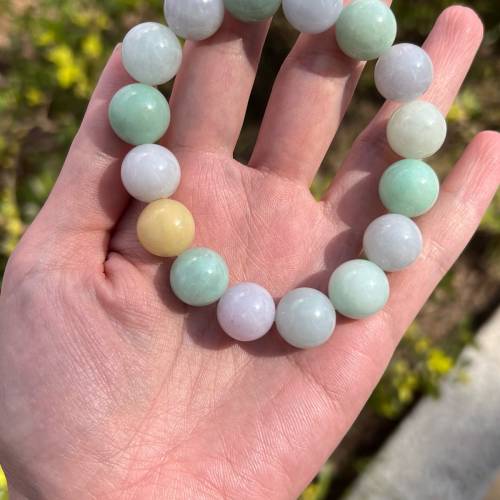 翡翠手串 A玉 糖果系 多色 珠子 13.8mm