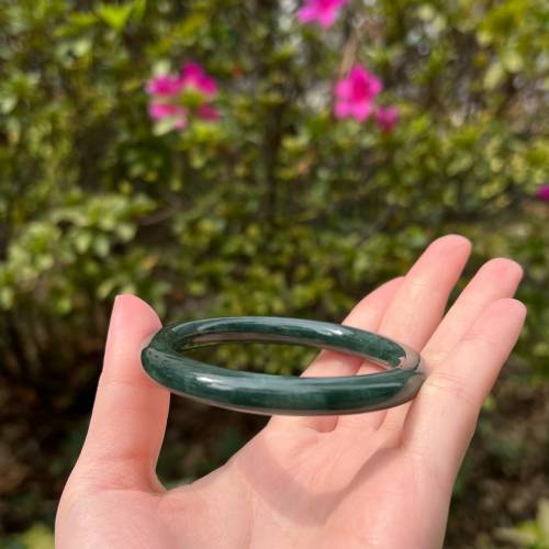 翡翠 | 天然緬甸翡翠A貨 圓條手鐲55.4圈（附証書）