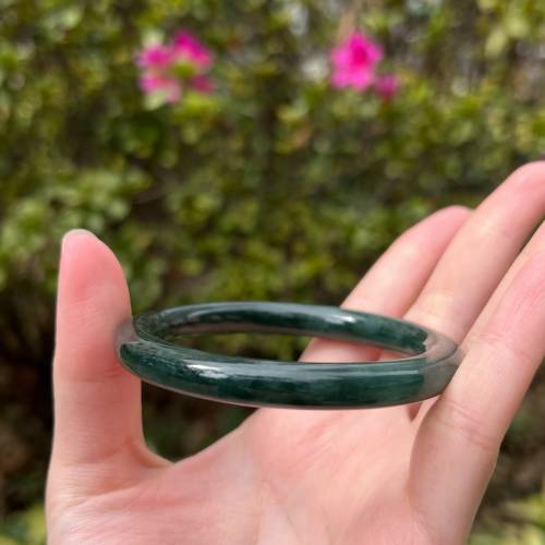 翡翠 | 天然緬甸翡翠A貨 圓條手鐲55.4圈（附証書）