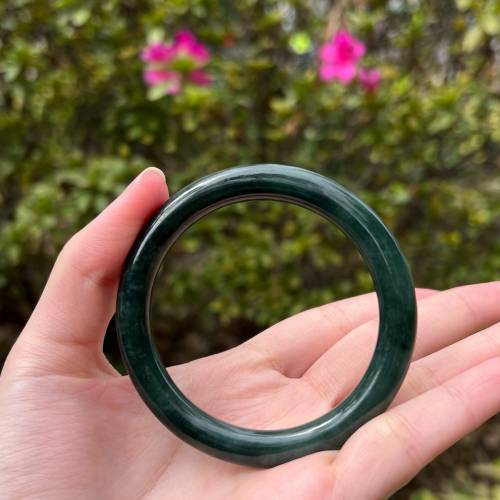 翡翠 | 天然緬甸翡翠A貨 圓條手鐲55.4圈（附証書）