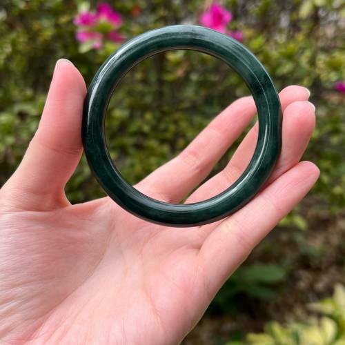 翡翠 | 天然緬甸翡翠A貨 圓條手鐲55.4圈（附証書）