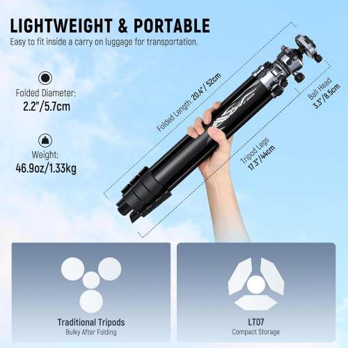 NEEWER LITETRIP LT07 156.5cm Aluminum Travel Tripod