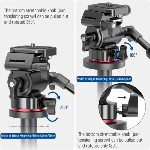 Neewer GM26 Metal Vertical Fluid Tripod Head (Black/Red)