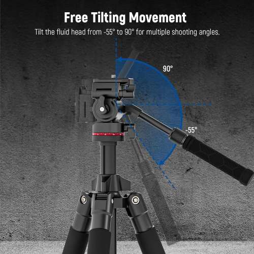 Neewer GM26 Metal Vertical Fluid Tripod Head (Black/Red)