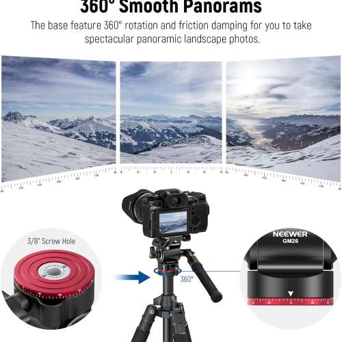 Neewer GM26 Metal Vertical Fluid Tripod Head (Black/Red)