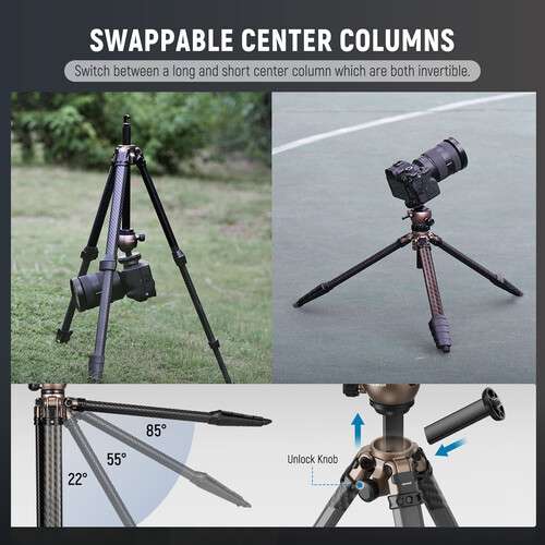 Neewer LT35 LiteTrip Carbon Fiber Travel Tripod with Panoramic Ball Head