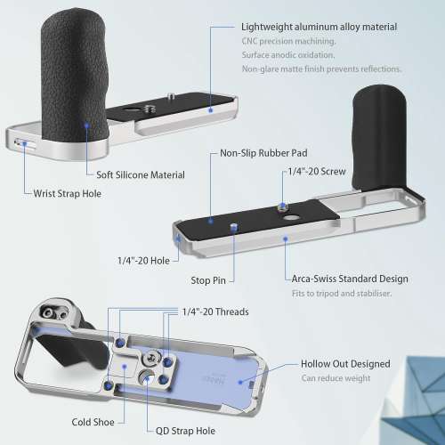 MHG-ZFW Handle HandGrip For NIKON Zf Camera Body L-Shape Grip Bracket Silver