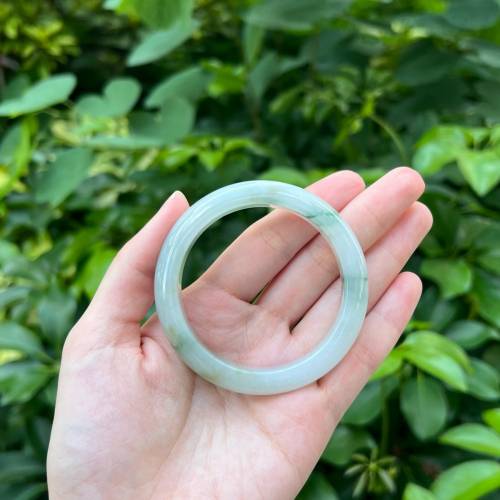 翡翠 | 天然緬甸翡翠A貨 三彩果凍感手鐲 53.5圈（附証書）