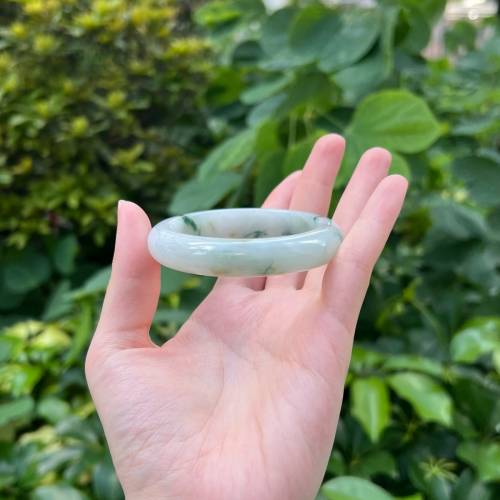 翡翠 | 天然緬甸翡翠A貨 三彩果凍感手鐲 53.5圈（附証書）