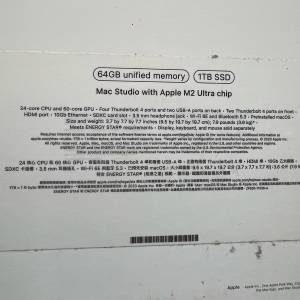 Mac stuido M2 ultra (未開箱，有apple care)