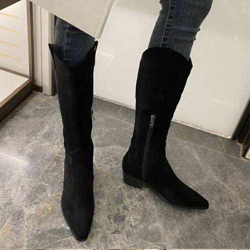 全新麂皮切口顯瘦靴