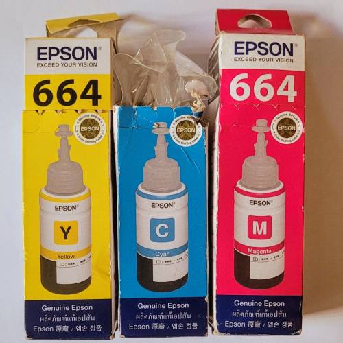 Epson 原廠 664 黃藍紅打印機墨水，全新未開袋