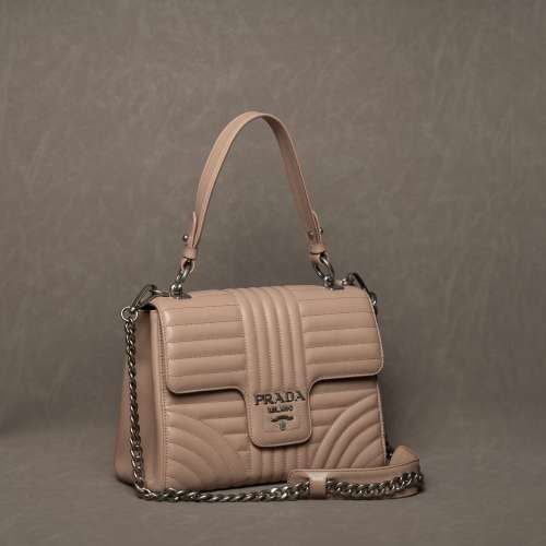 PRADA Soft Calfskin Diagramme Chain Flap Shoulder Bag