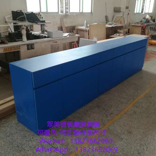 防火板收銀台訂造,茶水櫃訂做長條櫃子訂做,防火板茶水櫃訂製,木紋膠板碗碟櫃訂做,靠...