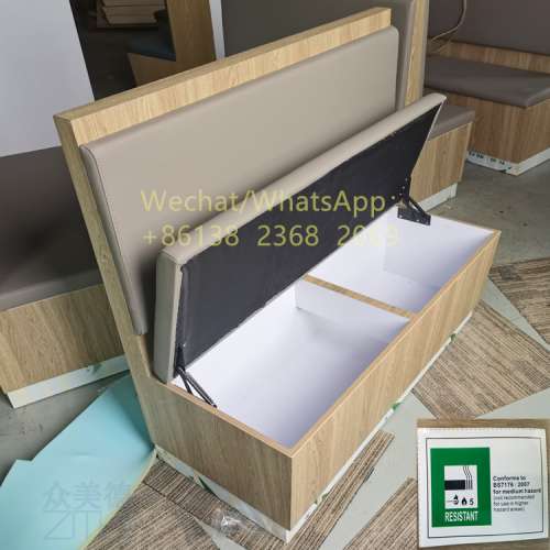 儲物櫃沙發訂製,茶餐料理店卡位沙發座椅訂造,英標阻燃防火皮革沙發訂做,法式意大利...