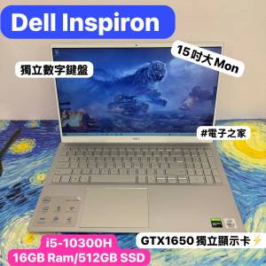 (荃灣實體店)Dell inspiron 15 , i5 10300H/8GB,16GB Ram/128,256,512GB SSad/LED背...