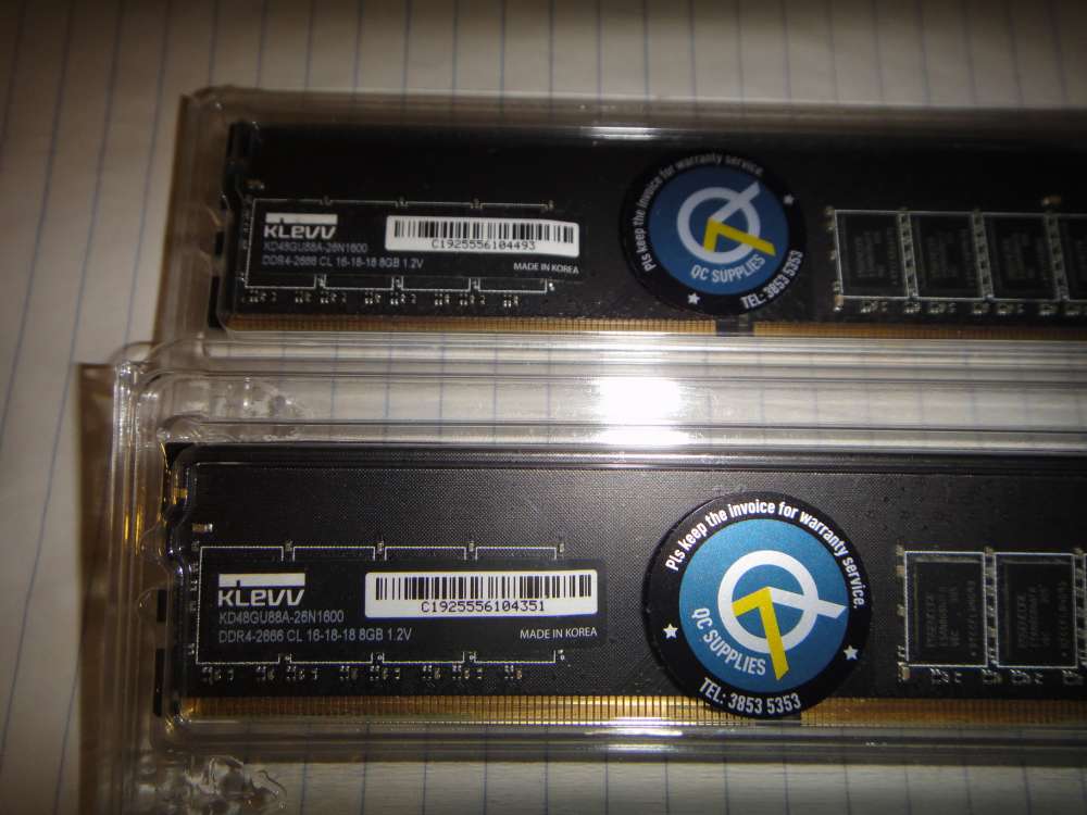 Desktop Ram KLEVV 8GBx2共16GB DDR4 2666 - 二手或全新RAM 記憶體