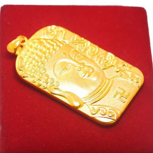 24K sand gold Buddha pendant, 999 gold-plated men's necklace for attracting weal