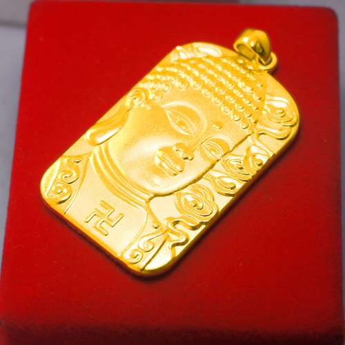 24K sand gold Buddha pendant, 999 gold-plated men's necklace for attracting weal