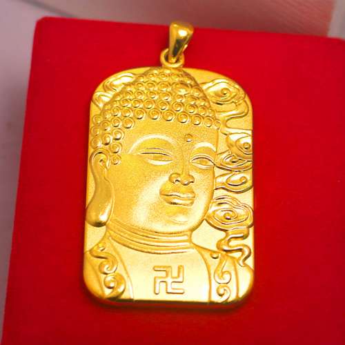 24K sand gold Buddha pendant, 999 gold-plated men's necklace for attracting weal