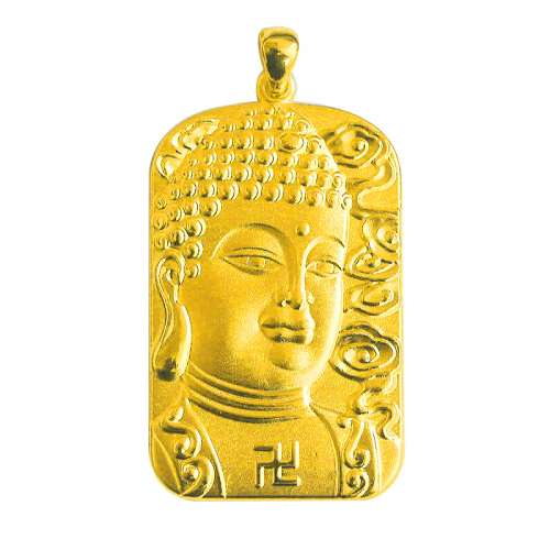 24K sand gold Buddha pendant, 999 gold-plated men's necklace for attracting weal