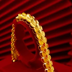 24K gold men's dragon head gold-plated bracelet, sand gold does not fade 999 bra