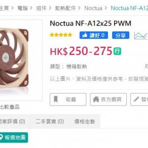 Noctua 貓頭鷹 NF-A12x25 PWM  12cm風扇兩把