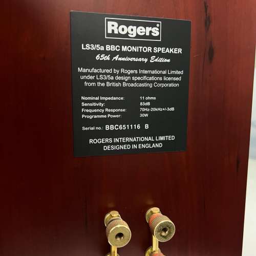 Roger LS3/5a BBC Monitor Speaker 65th Anniversary Edition