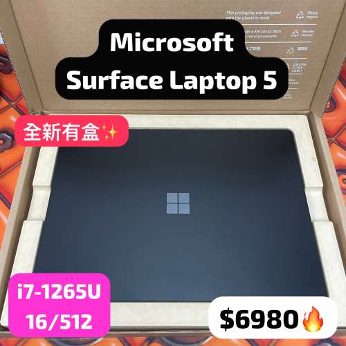 (頂配16gb ram,荃灣實體店)全新Microsoft Surface Laptop 5/i7-1265U/512ssd/Touch...