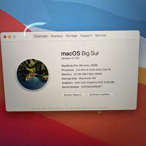 MacBook Pro 2019 i9 16