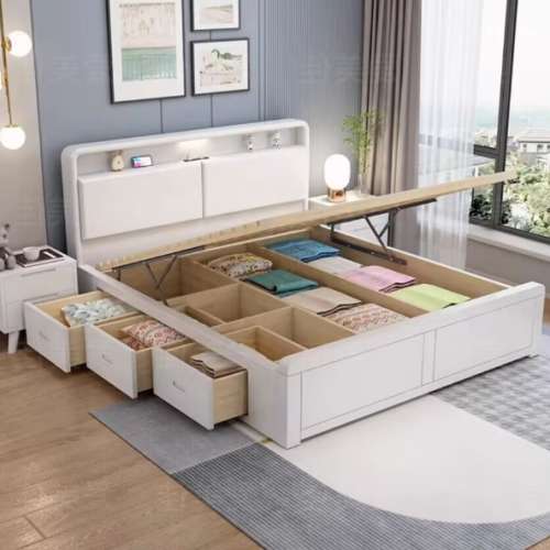 實木氣壓高箱儲物床 抽屜收納床 各種尺寸